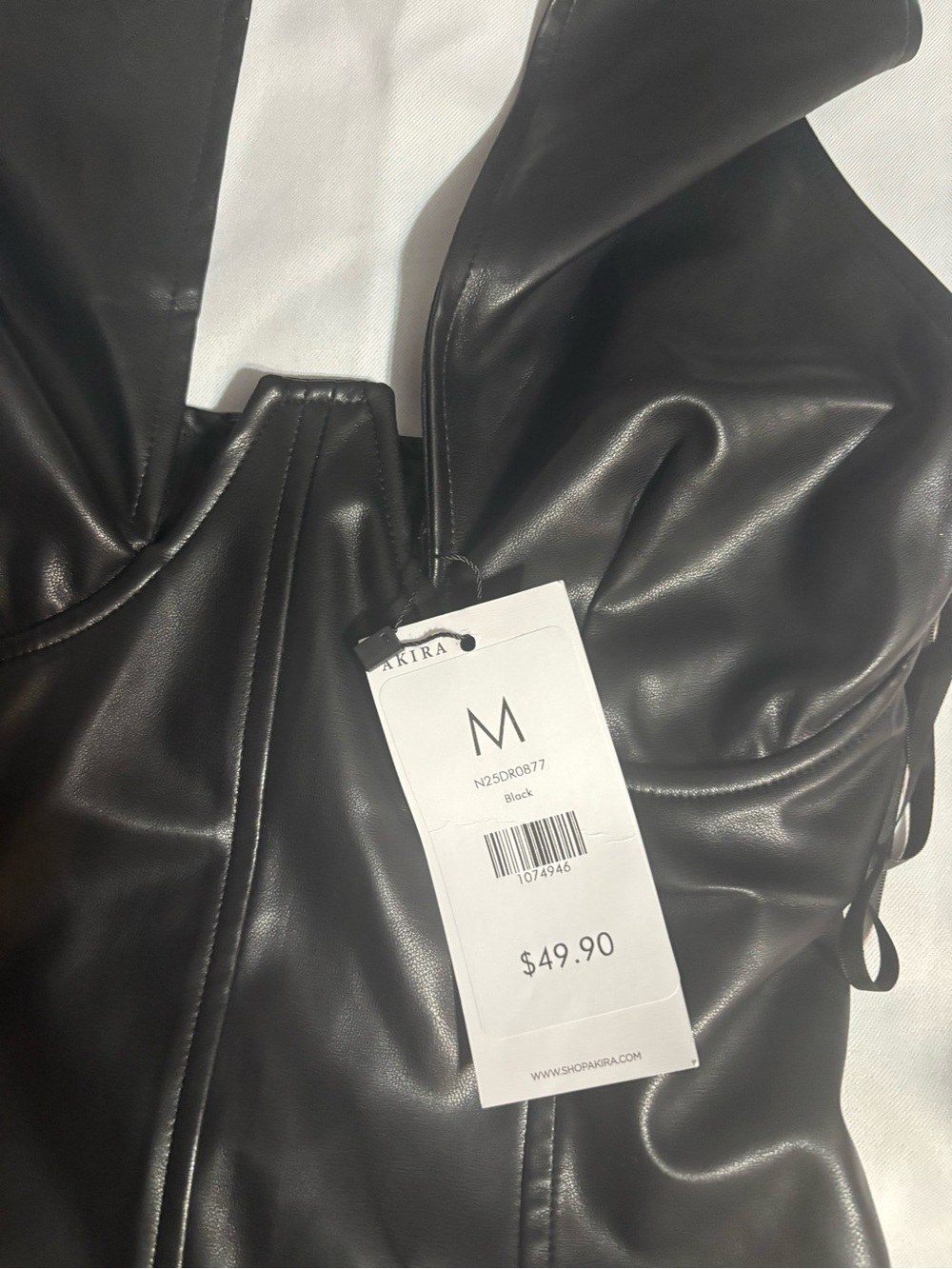 AKIRA Black One-Shoulder Faux Leather Dress - Picture 3 of 8